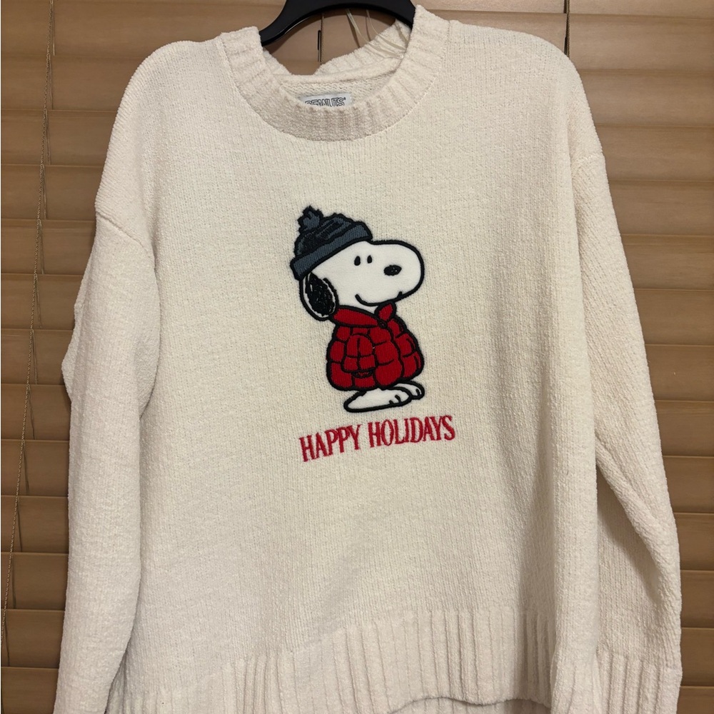 Peanuts Cream Plush Crewneck Pullover
